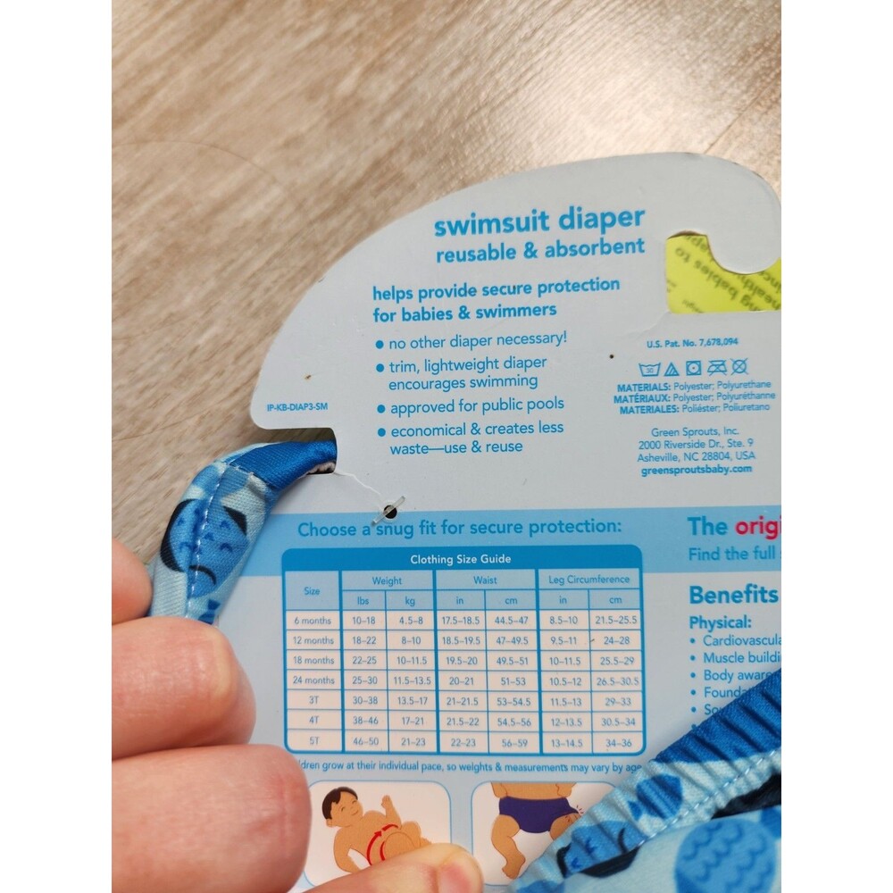 NWT i play iplay green sprouts Swim Swimsuit Diaper Reusable Blue Sharks 12M - Picture 10 of 10